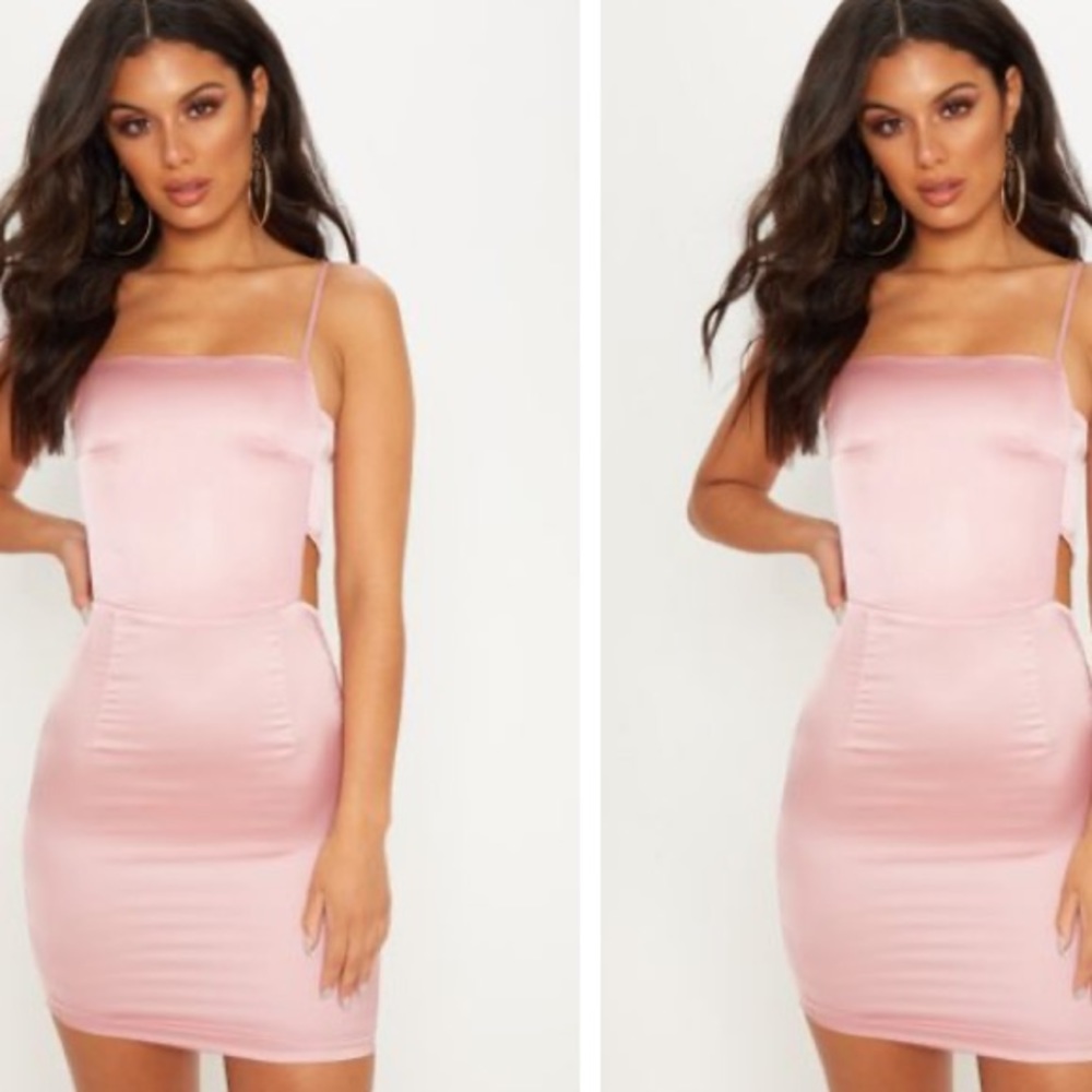 Pretty Little Thing Rose Satin Bodycon Dress